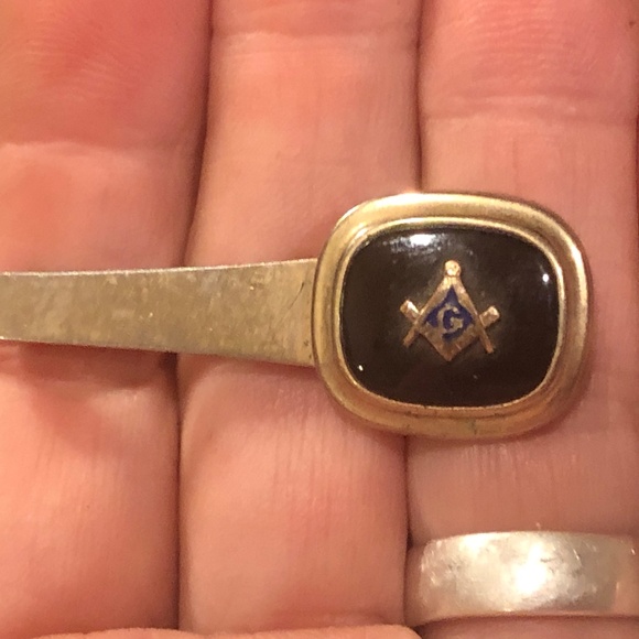 VTG FLEX-CET Masonic Freemason Tie Clips/Cuff Links Lot Red 3 pc/Black/Gold Tone - Picture 9 of 14